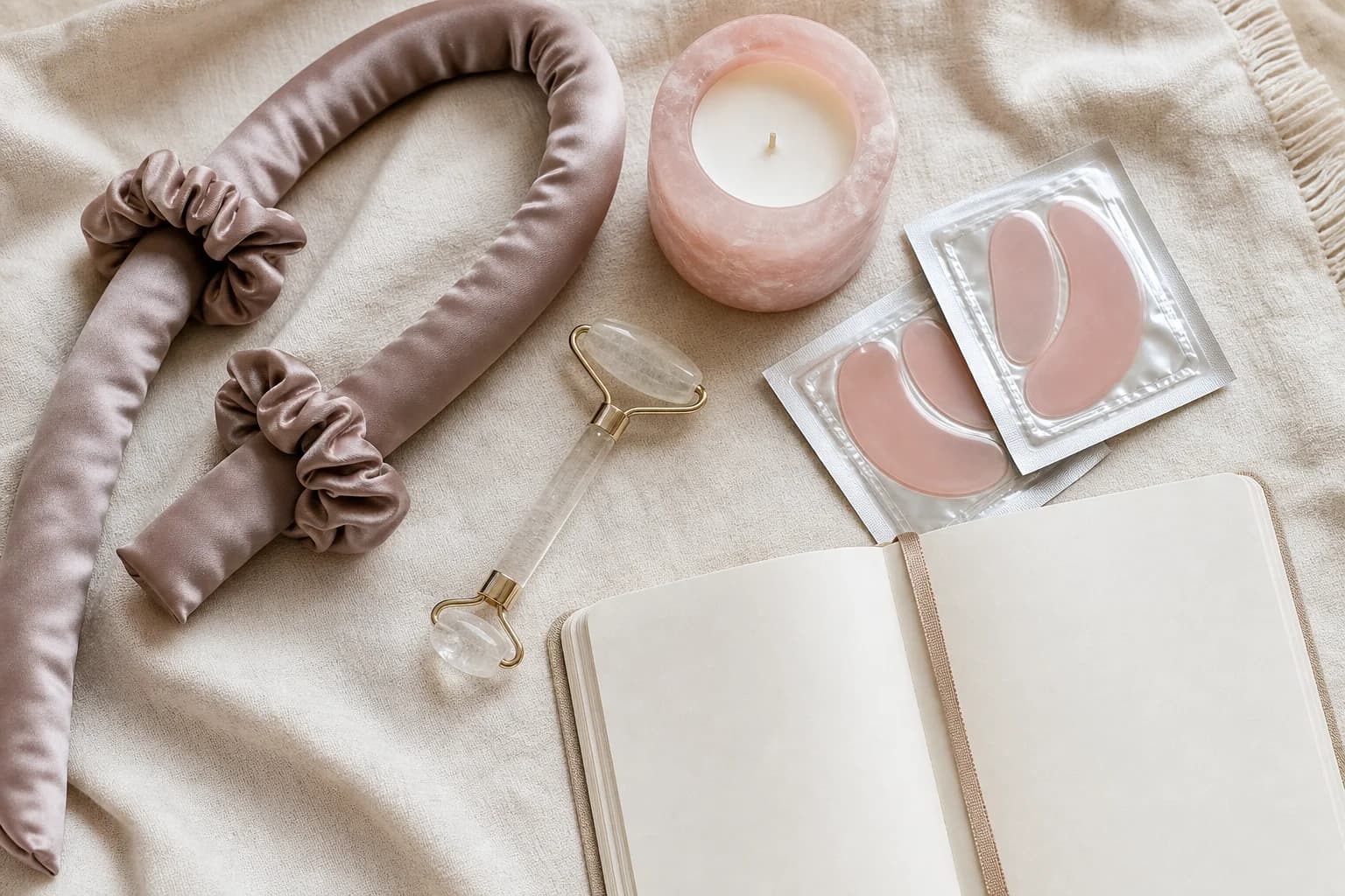 Self-care beauty ritual flatlay